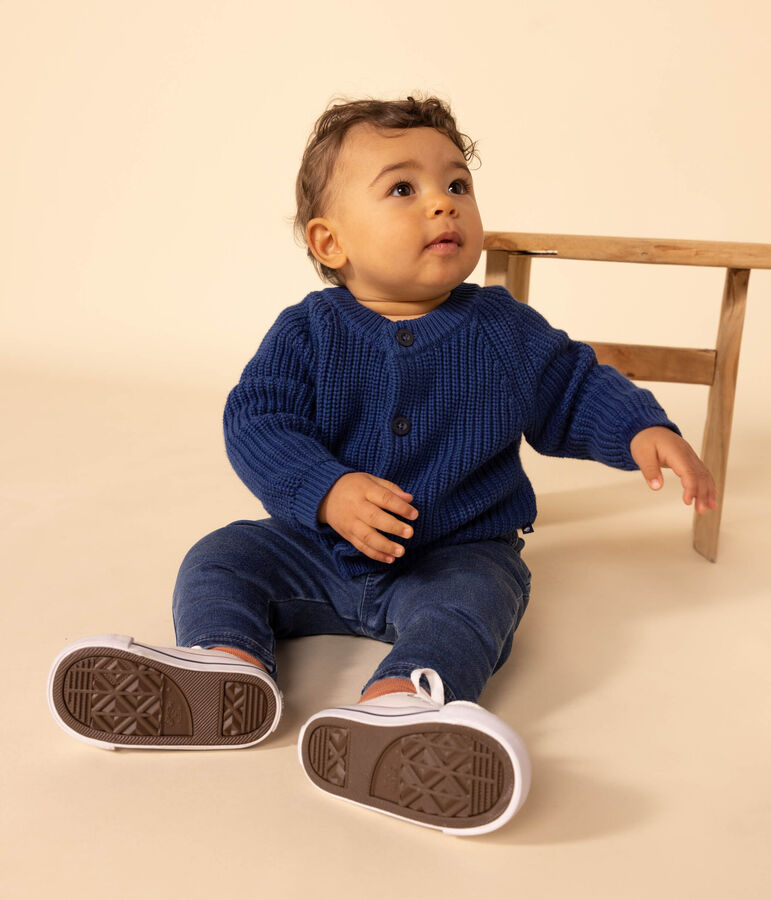 C&aacute;rdigan de punto de algod&oacute;n para beb&eacute; azul