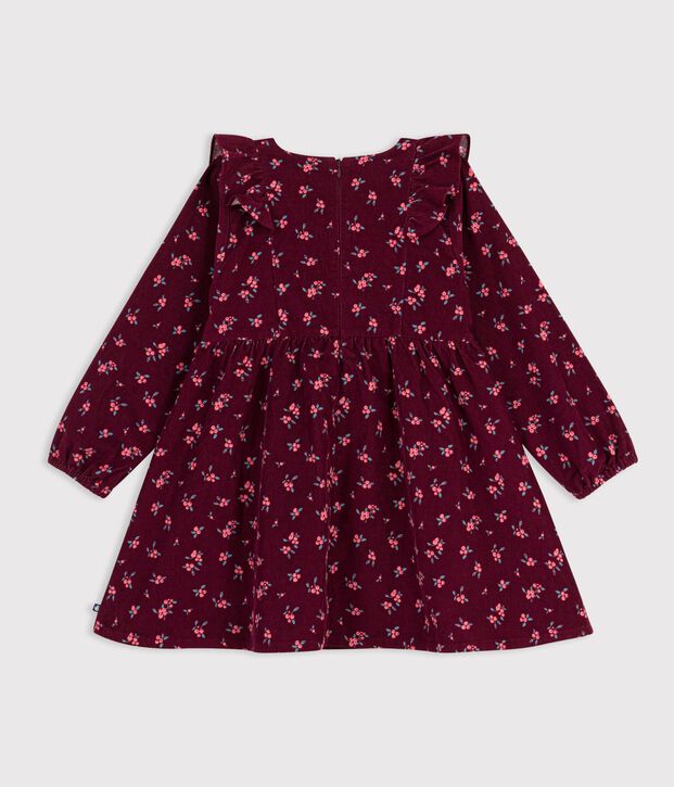 Vestido infantil de manga larga de terciopelo con flores rojo/multicolor