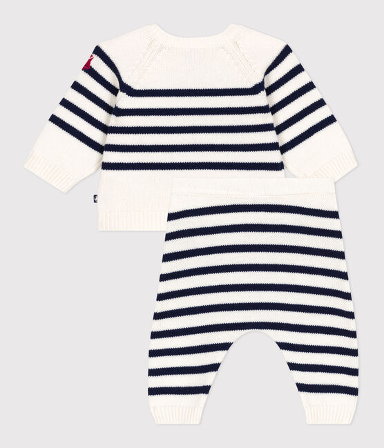 Conjunto tricotado de 2 piezas con rayas marineras para bebé azul MARSHMALLOW/ SOIR