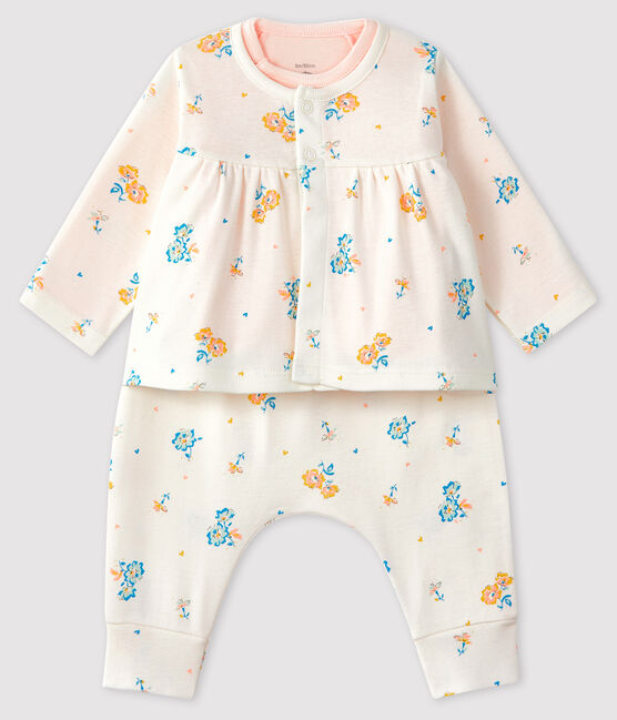 Conjunto de 3 piezas para bebé niña de punto blanco MARSHMALLOW/blanco MULTICO