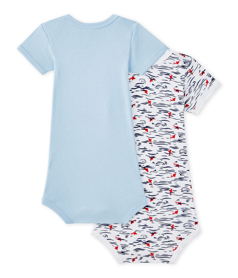 Lote de 2 bodies de manga corta para beb&eacute; ni&ntilde;o blanco LOT