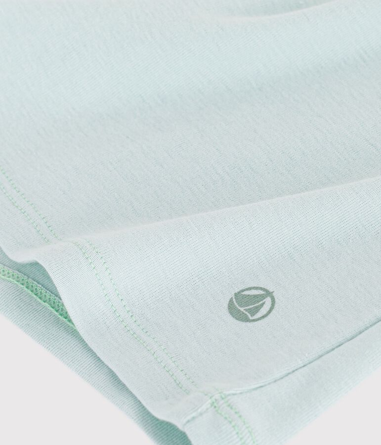 Camiseta lisa de algod&oacute;n de manga corta para mujer azul