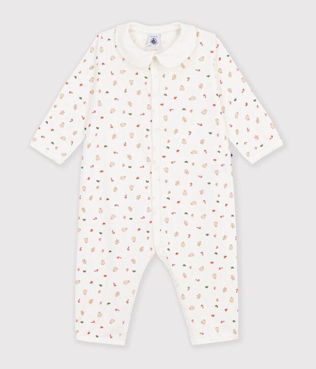 Pijama sin pies de algod&oacute;n estampado para beb&eacute; blanco/multicolor