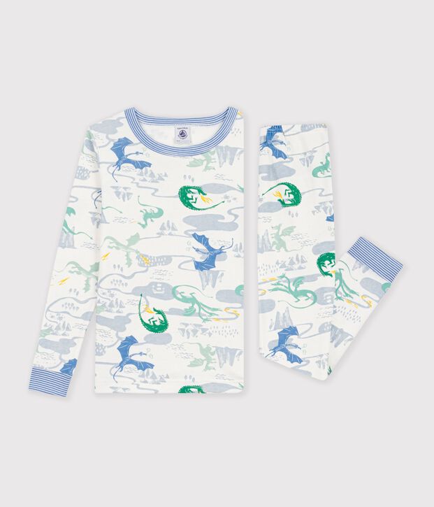 Pijama infantil muy ajustado de algod&oacute;n con estampado blanco/multicolor