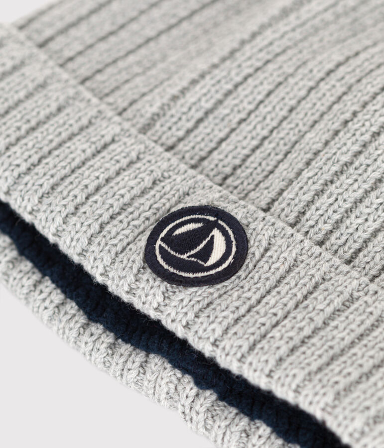 Gorro de punto tricotado con forro polar para beb&eacute; gris