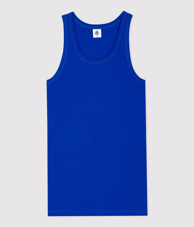 Camiseta de tirantes emblem&aacute;tica de algod&oacute;n de mujer azul