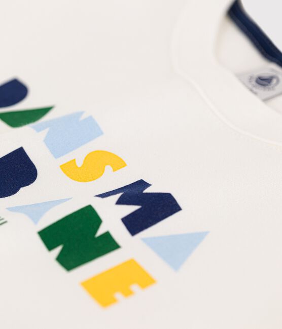 Camiseta de manga corta de algodón de niño blanco MARSHMALLOW