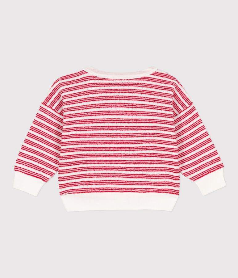Sudadera de rizo a rayas para beb&eacute; blanco/rojo