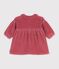 Vestido liso de terciopelo de manga larga para beb&eacute; rosa