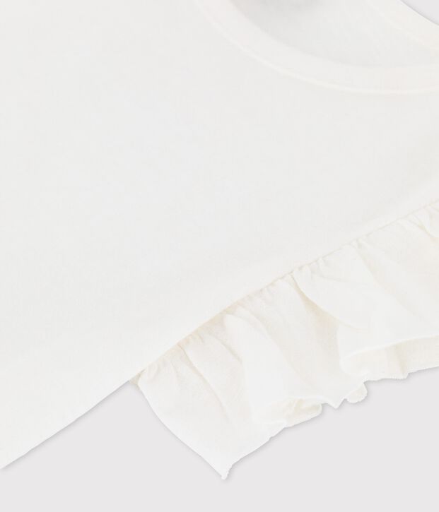 Camiseta de manga corta de algod&oacute;n de ni&ntilde;a blanco