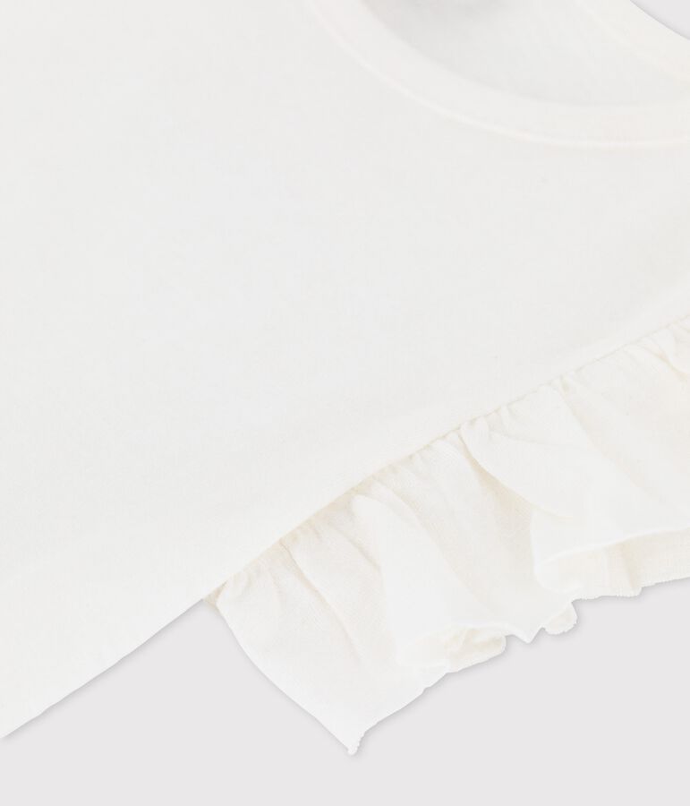 Camiseta de manga corta de algod&oacute;n de ni&ntilde;a blanco