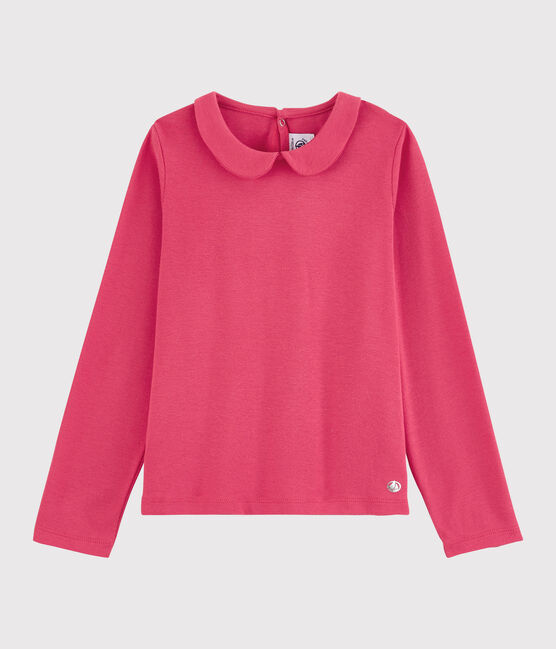 Camiseta de manga larga de algodón de niña rosa POPPY
