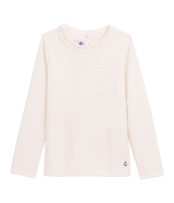 Camiseta de manga larga para niña blanco MARSHMALLOW/rosa COPPER