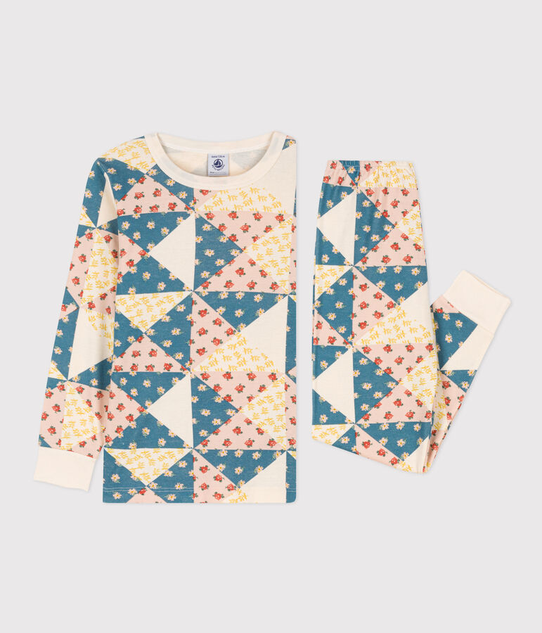 Pijama patchwork de algod&oacute;n para ni&ntilde;a blanco AVALANCHE/ MULTICO