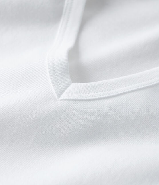 Camiseta L'ICONIQUE con cuello de pico de algodón de mujer blanco ECUME