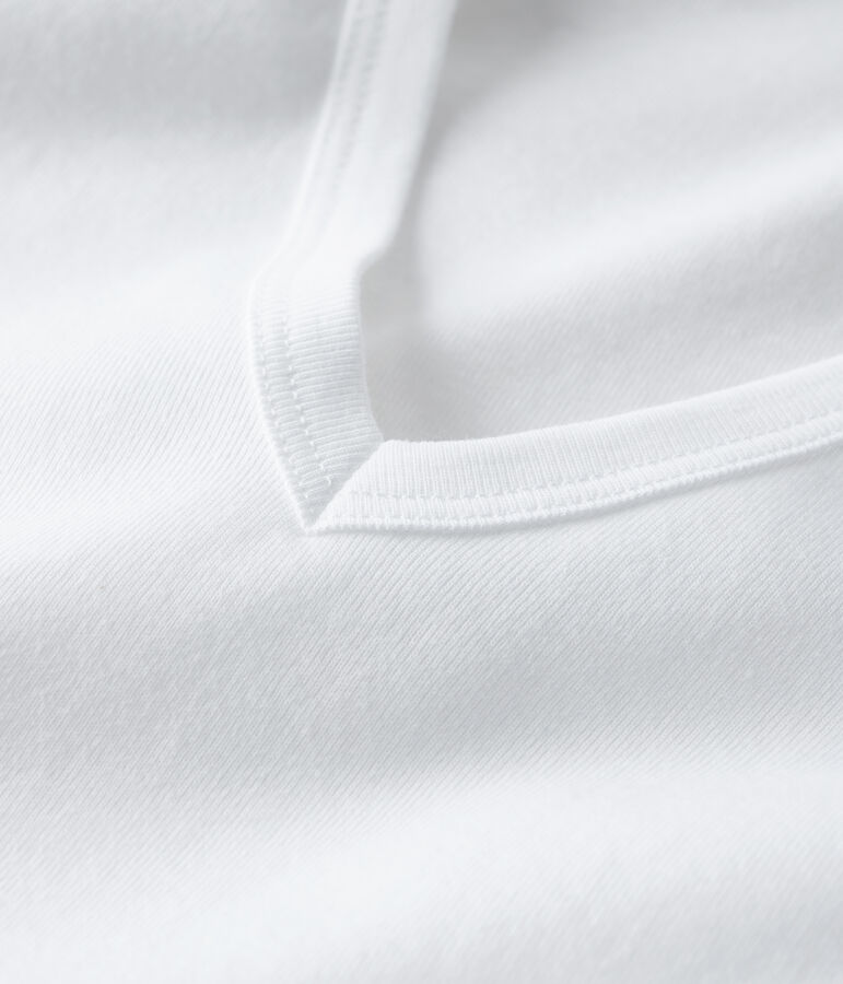 Camiseta L'ICONIQUE con cuello de pico de algod&oacute;n de mujer blanco