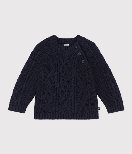 Jersey de punto trenzado de algodón para bebé azul SMOKING