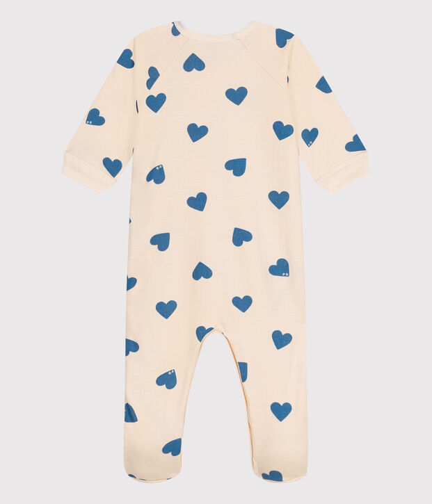 Pijama de felpa cepillada con estampado de corazones para beb&eacute; azul/azul