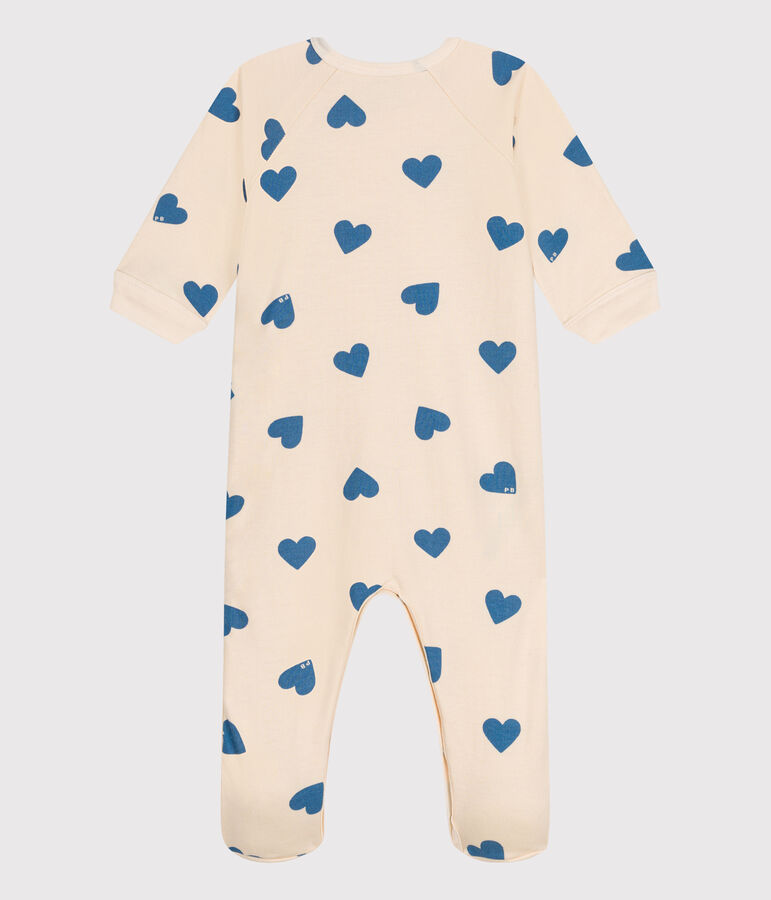 Pijama de felpa cepillada con estampado de corazones para beb&eacute; crudo/azul