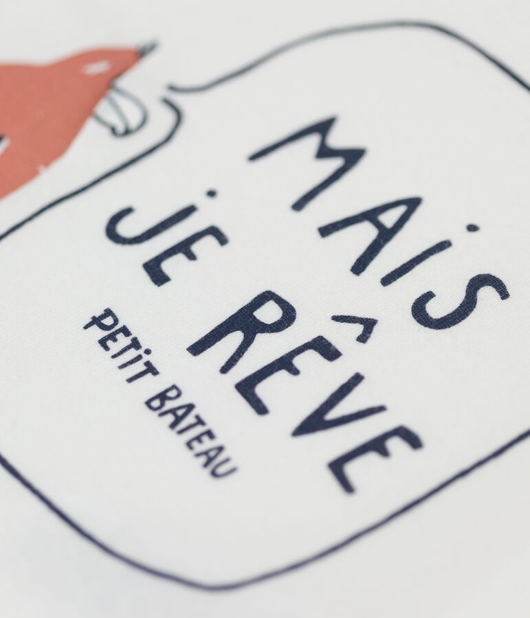 Camiseta de manga corta con motivo de algod&oacute;n ecol&oacute;gico de beb&eacute; blanco