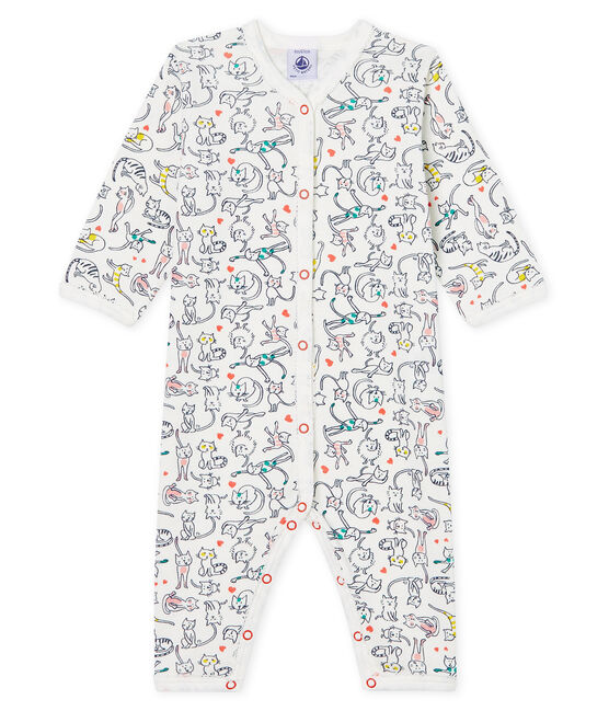 Pijama sin pies de punto para bebé niña blanco MARSHMALLOW/blanco MULTICO