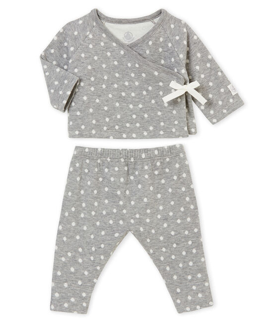 Conjunto para bebé niña en túbico Jacquard gris SUBWAY/blanco MULTICO