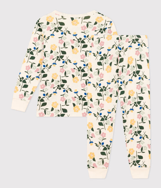 Pijama infantil de algodón con estampado de flores blanco AVALANCHE/ MULTICO