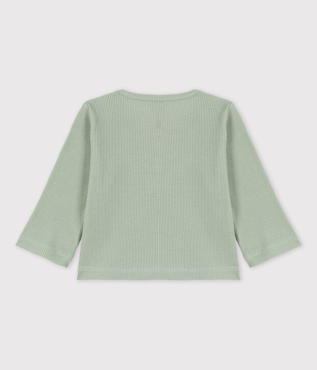 C&aacute;rdigan de algod&oacute;n y lyocell de beb&eacute; verde