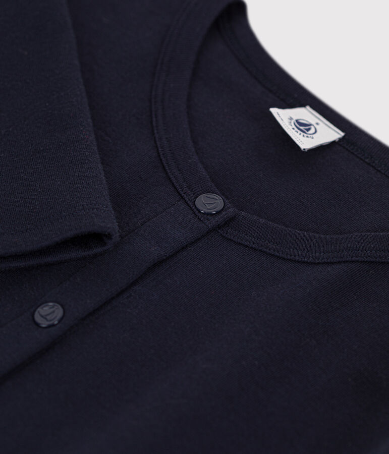 C&aacute;rdigan de algod&oacute;n con botones de presi&oacute;n para mujer azul