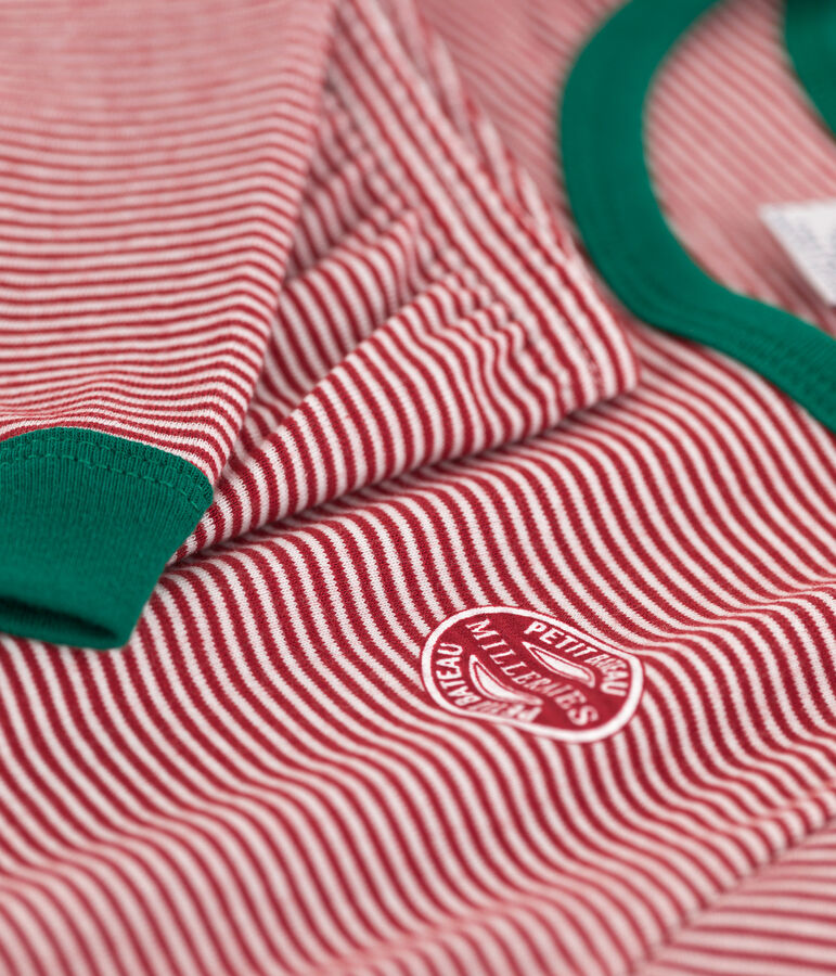 Pijama de algod&oacute;n milrayas para ni&ntilde;o/ni&ntilde;a rojo/blanco