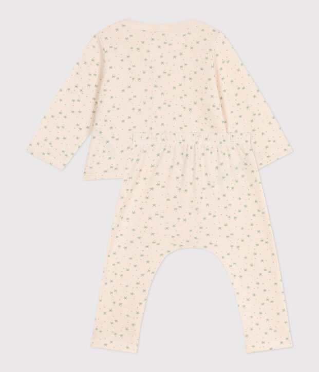 Conjunto de dos piezas de algod&oacute;n para beb&eacute; crudo/multicolor