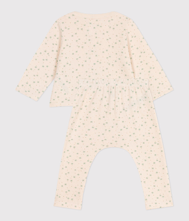 Conjunto de dos piezas de algod&oacute;n para beb&eacute; blanco AVALANCHE/ MULTICO