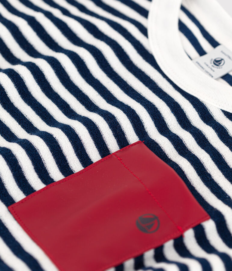 Camiseta de rizo a rayas para ni&ntilde;o azul/blanco