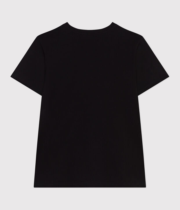 Camiseta Recta de algod&oacute;n liso para mujer negro