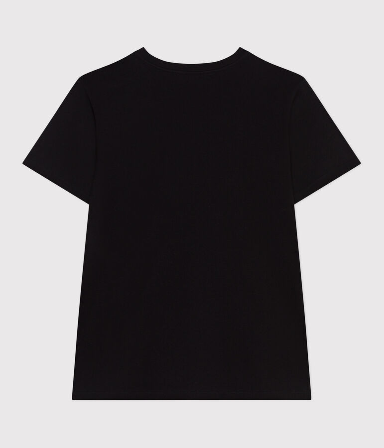 Camiseta Recta de algod&oacute;n liso para mujer negro
