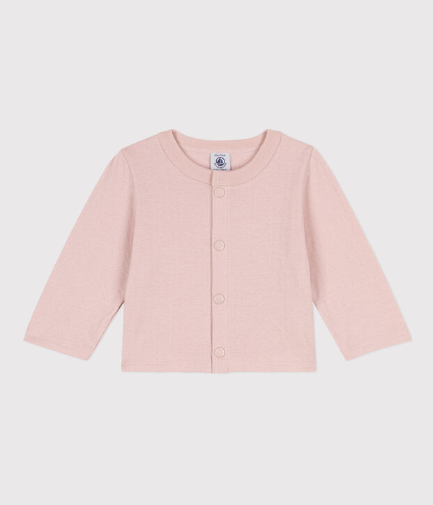 C&aacute;rdigan liso de t&uacute;bico para beb&eacute; rosa