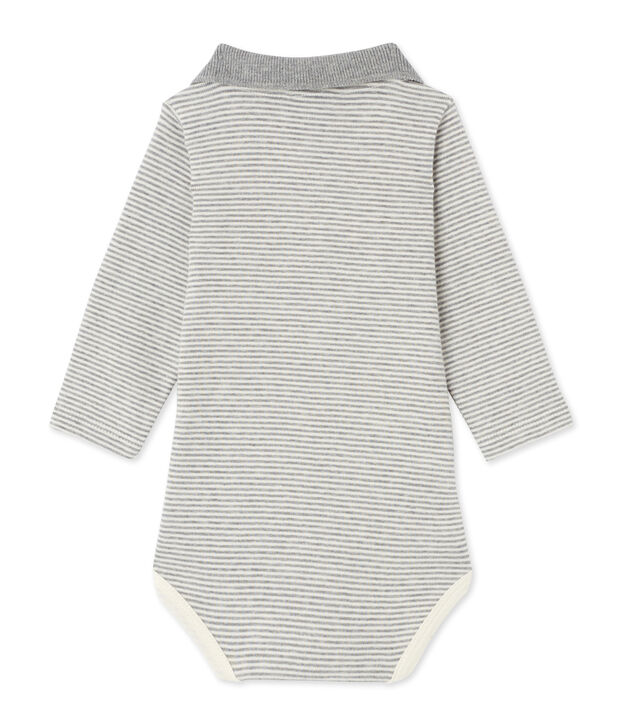 Body beb&eacute; de ni&ntilde;o en milrayas gris/blanco