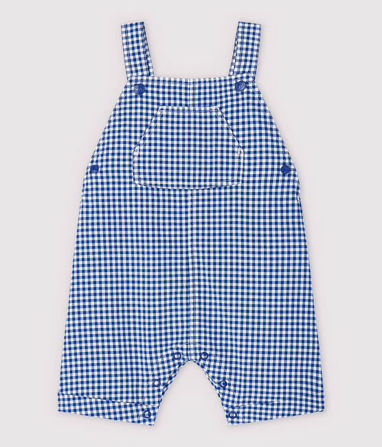 Peto corto de urdimbre y trama de bebé niño azul SURF/blanco MARSHMALLOW