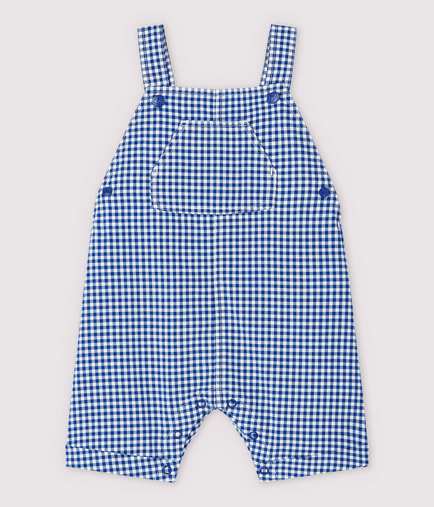 Peto corto de urdimbre y trama de beb&eacute; ni&ntilde;o azul/blanco