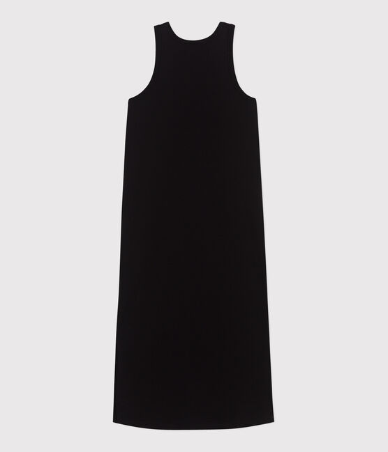 Vestido largo tipo camiseta sin mangas de algodón para mujer negro BLACK