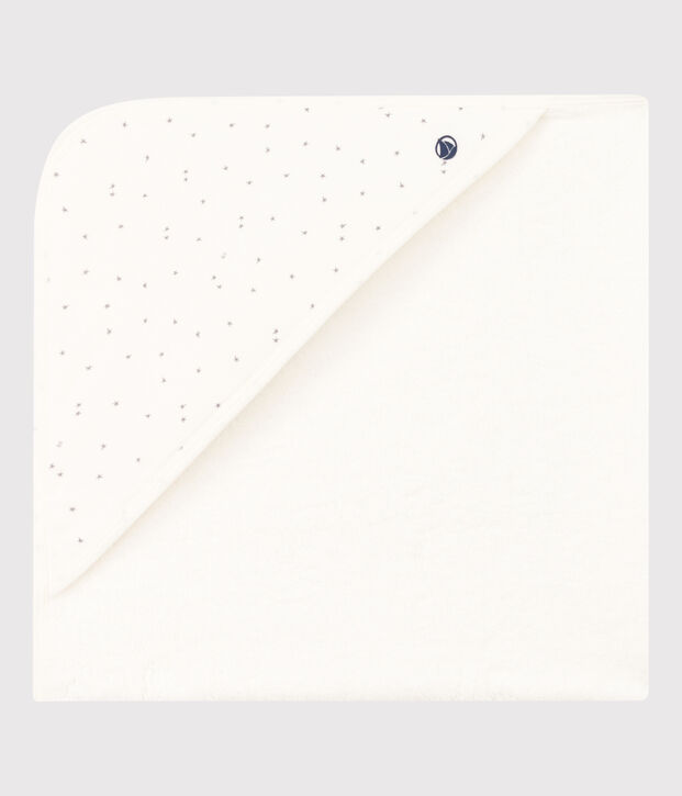 Capa de ba&ntilde;o de rizo blanco/gris