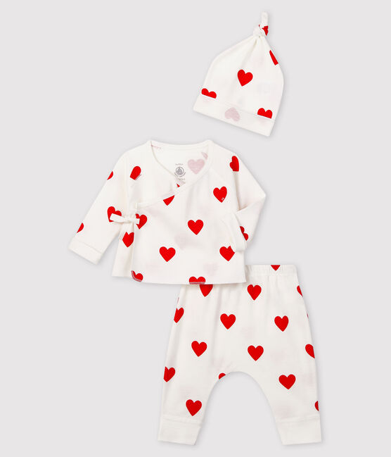 Conjunto de regalo de corazones rojos de bebé de algodón ecológico blanco MARSHMALLOW/rojo TERKUIT