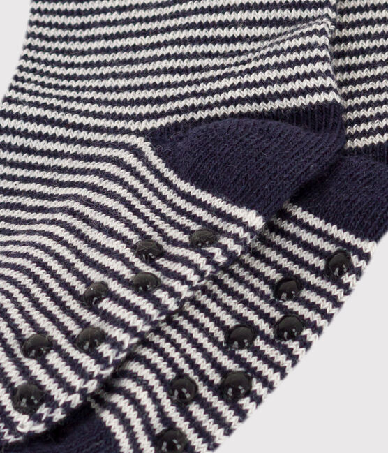Par de calcetines antideslizantes para bebé azul SMOKING/blanco MARSHMALLOW