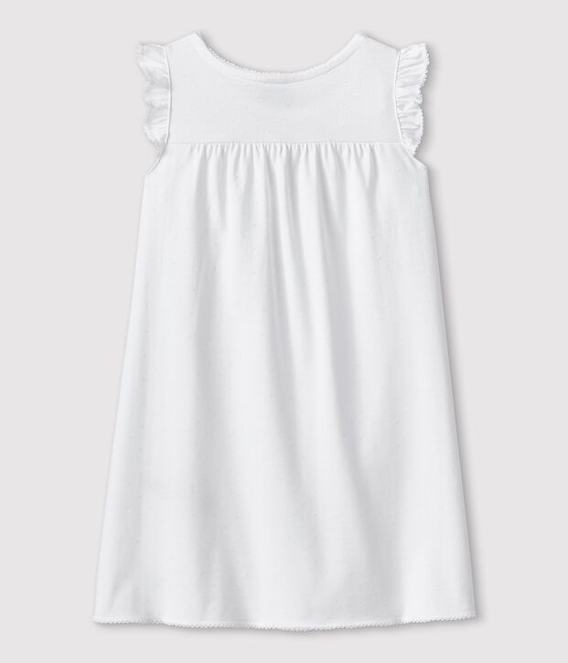 Camis&oacute;n blanco de algod&oacute;n fino de ni&ntilde;a blanco