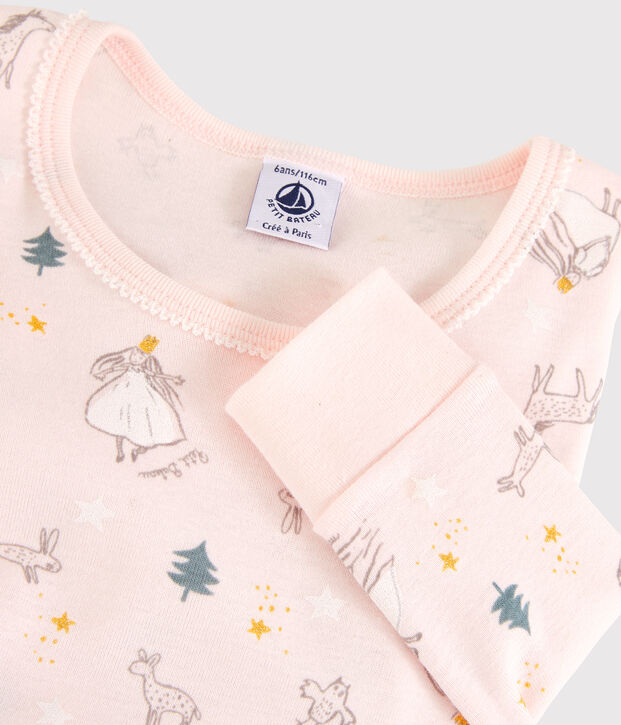 Pijama snugfit con estampado de princesas de ni&ntilde;a de algod&oacute;n rosa/multicolor
