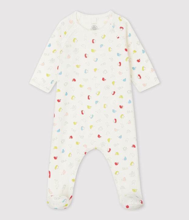 Pijama enterizo de perritos de colores de beb&eacute; de algod&oacute;n ecol&oacute;gico blanco/multicolor