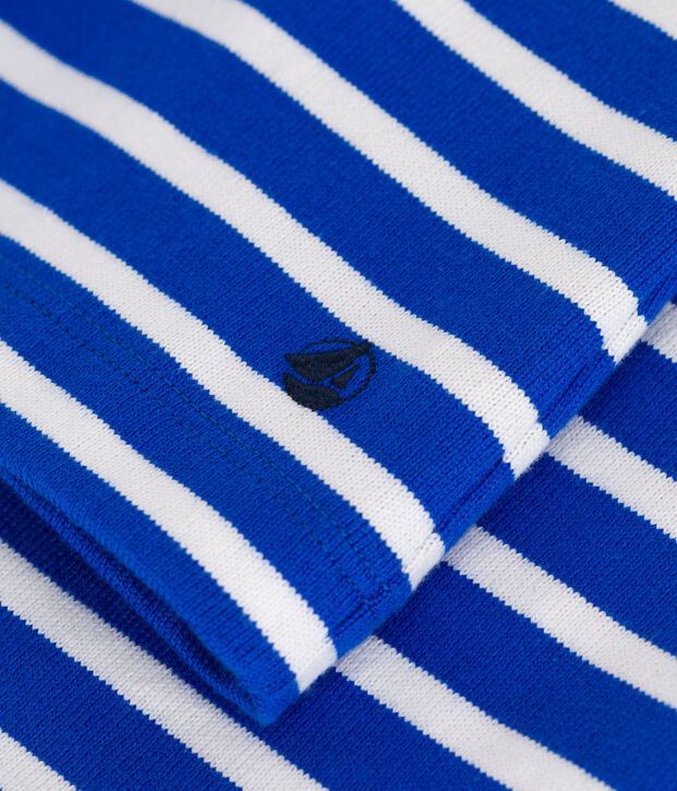 Marinera de algod&oacute;n de manga larga para mujer azul/blanco