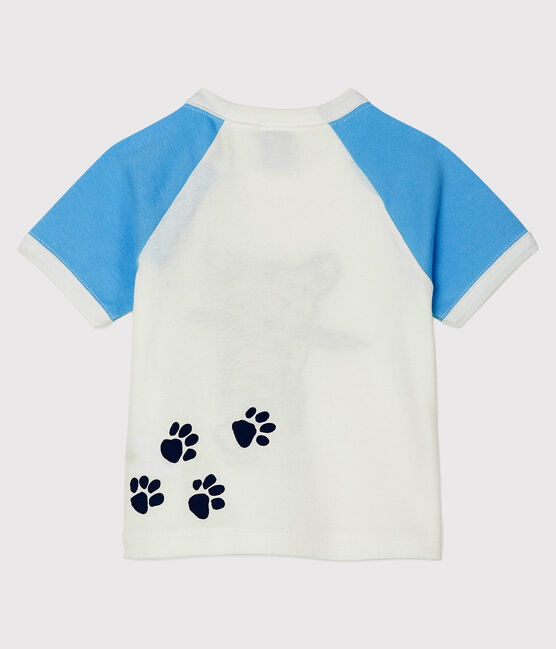 Camiseta de manga corta para bebé niño blanco MARSHMALLOW/azul JASMIN