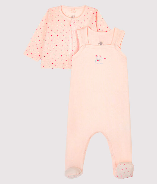 Conjunto para beb&eacute; de dos piezas de punto rosa/rosa