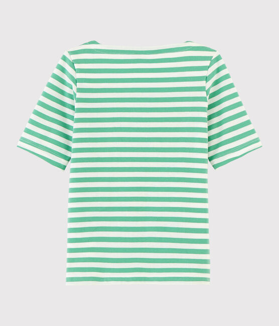 Camiseta de manga corta de punto de niña verde ALOEVERA/blanco MARSHMALLOW